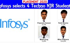 [ PLACEMENT 2020 ] Infosys selects 4 Techno NJR Students