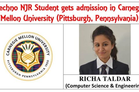 Techno NJR student joins Carnegie Mellon University, USA