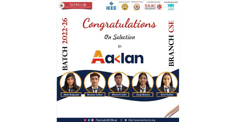 [Placement 2025-26] Techno NJR Students Selected in Aaklan