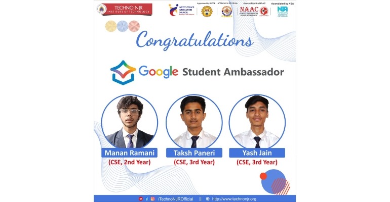 Techno NJR Students Selected as Google Student Ambassadors