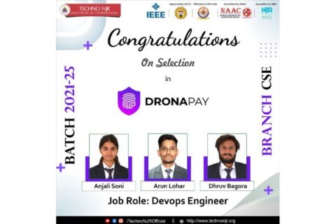 Techno NJR Students Placed in DronaPay as DevOps Engineers