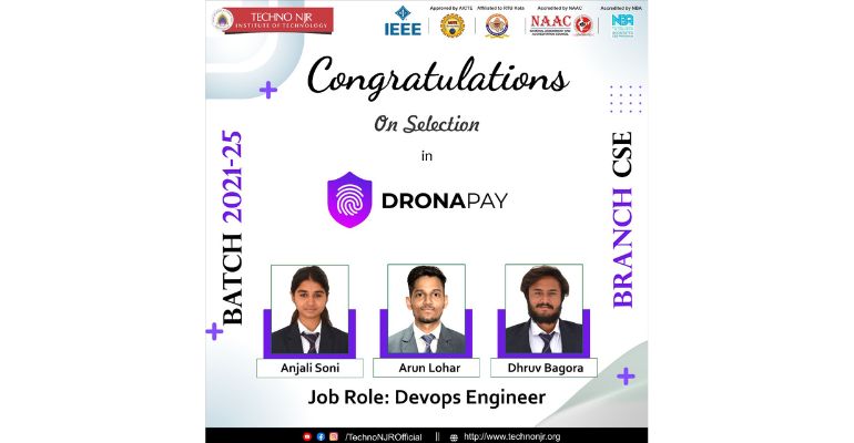 Techno NJR Students Placed in DronaPay as DevOps Engineers