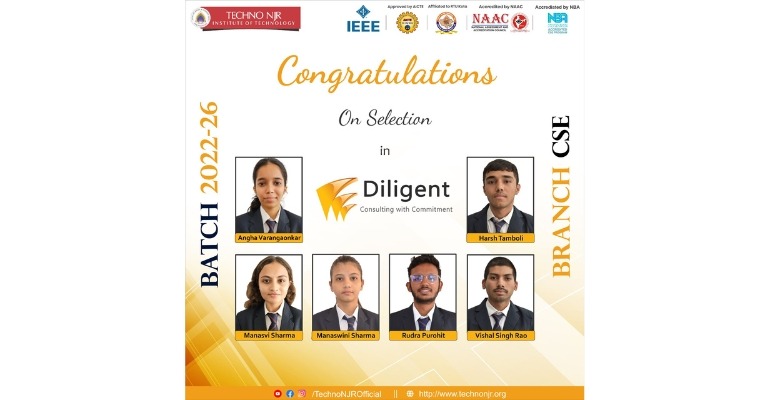 Techno NJR Students Selected in Diligent Placement Drive