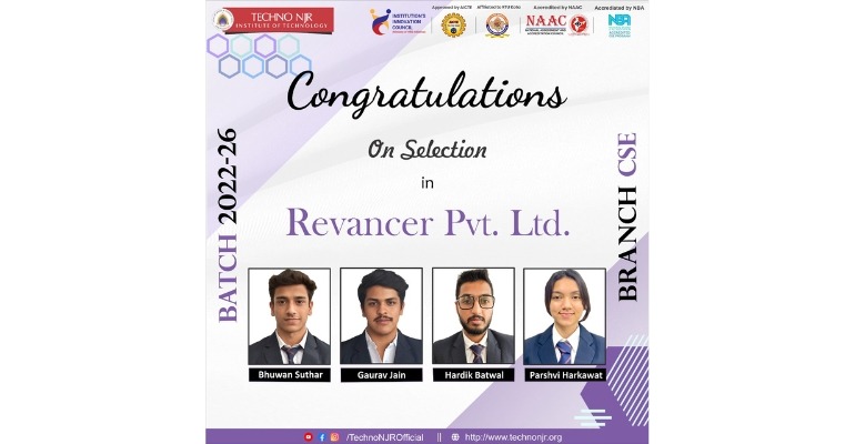 [Placement 2025-26] Techno NJR Students Selected in Revancer Pvt. Ltd.