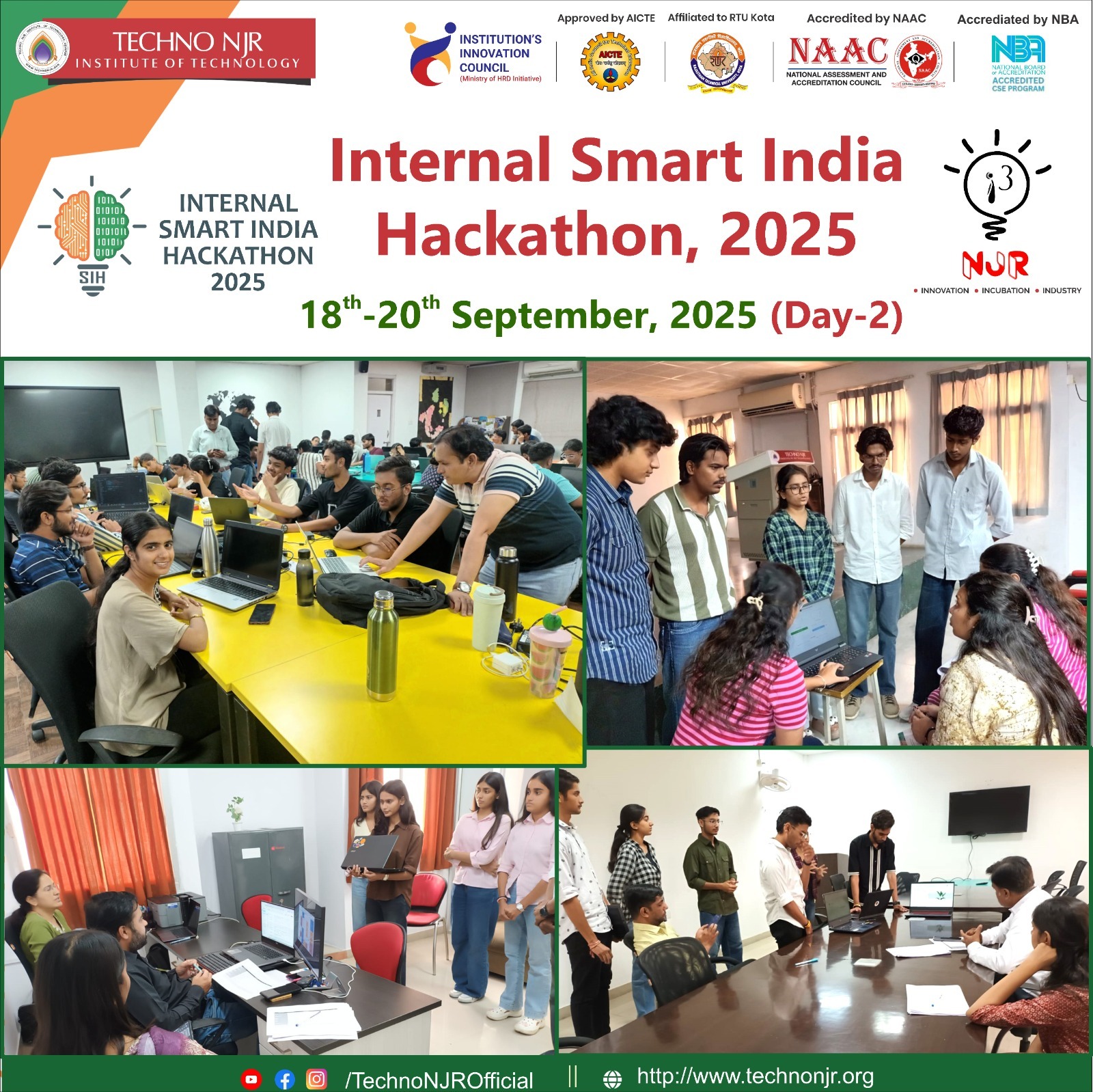 Internal Smart India Hackathon 2025 – Day 2 Highlights at Techno NJR Institute of Technology