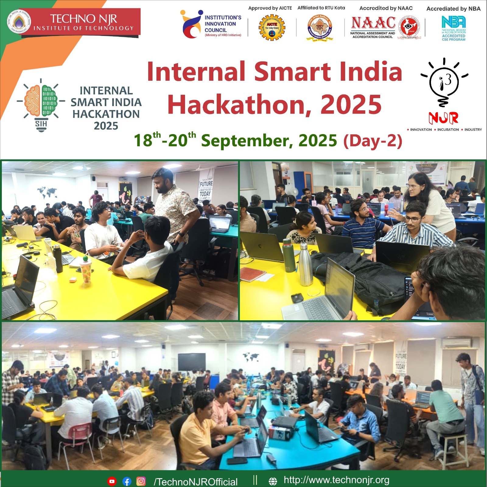 Internal Smart India Hackathon 2025 – Day 2 Highlights at Techno NJR Institute of Technology