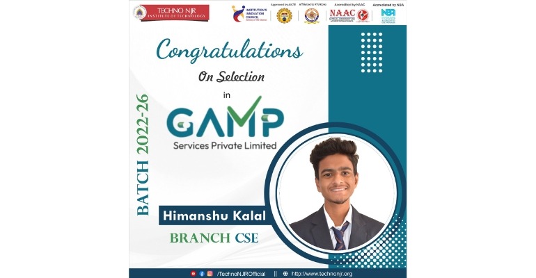 [Placement 2025-26] Techno NJR students Selected in GAMP Services Pvt. Ltd.