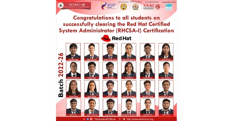 Celebrating Success: Techno NJR Students Clear Red Hat Certified System Administrator (RHCSA-I) Certification