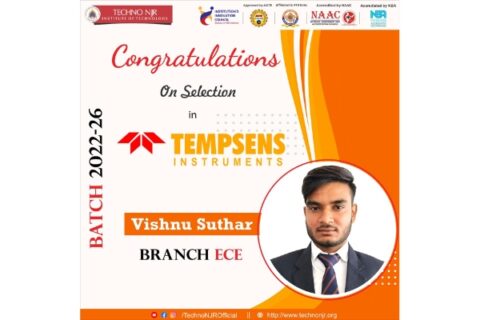 [PLacement 2025-26] Techno NJR Student Selected by Tempsens Instruments
