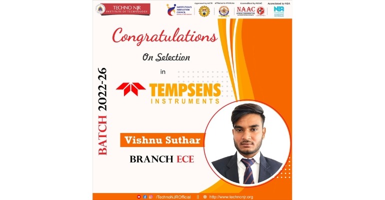[PLacement 2025-26] Techno NJR Student Selected by Tempsens Instruments