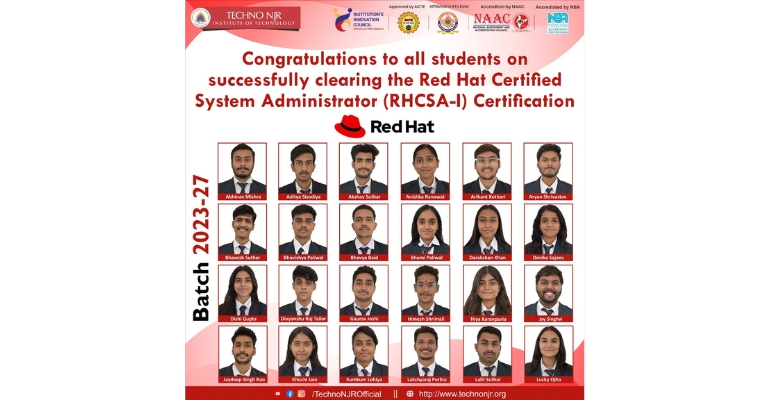 Students from Batch 2023–27 Clear Red Hat Certified System Administrator (RHCSA-I) Exam