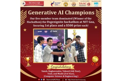 Team Techno NJR Triumphs at Oxgenignite Hackathon, NIT Goa — Wins First Place and $500 Each!