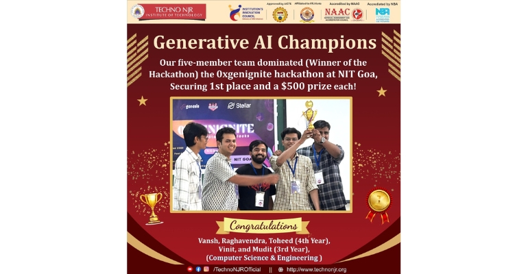 Team Techno NJR Triumphs at Oxgenignite Hackathon, NIT Goa — Wins First Place and $500 Each!