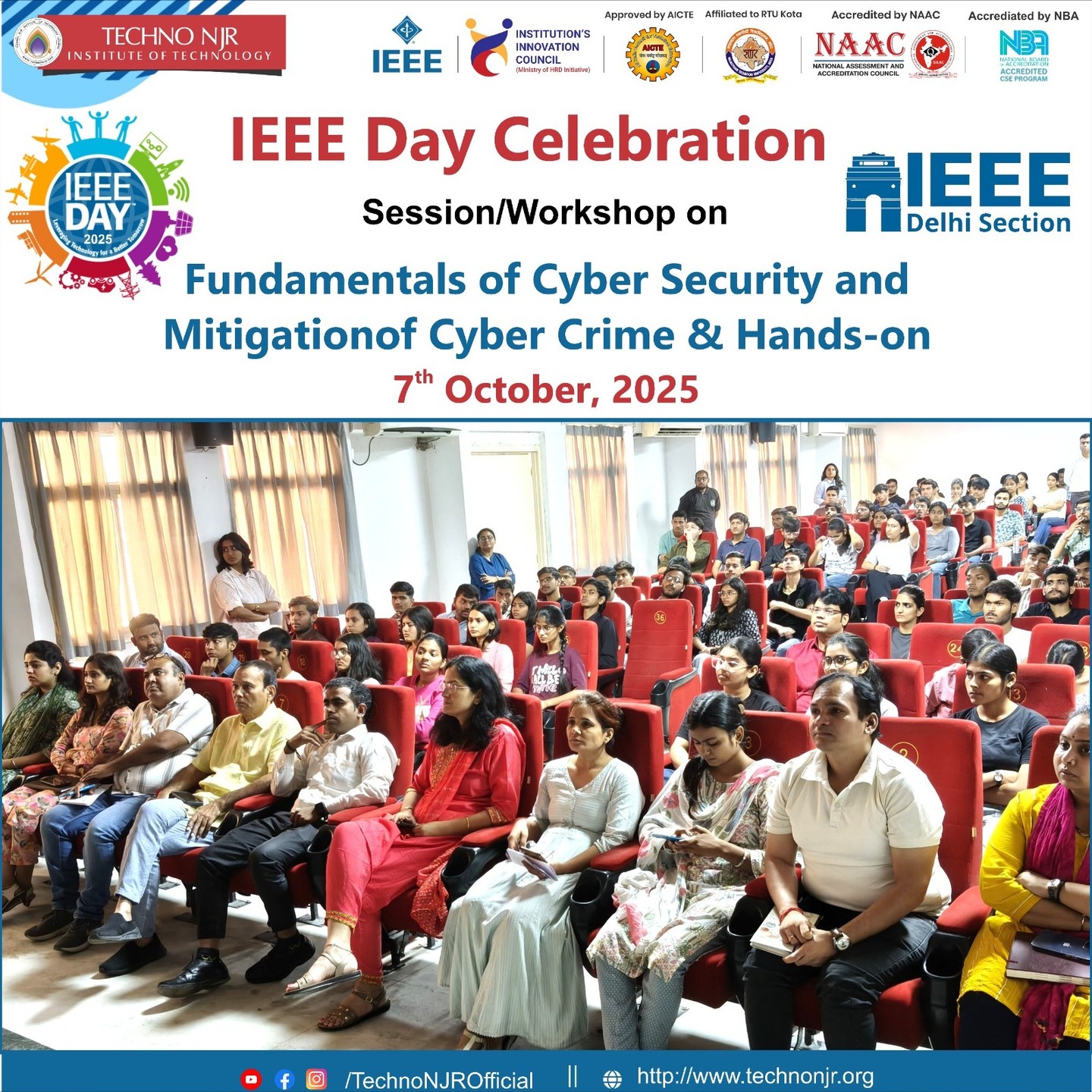 IEEE Day 2025 Celebrated at Techno NJR with a Workshop on Cybersecurity