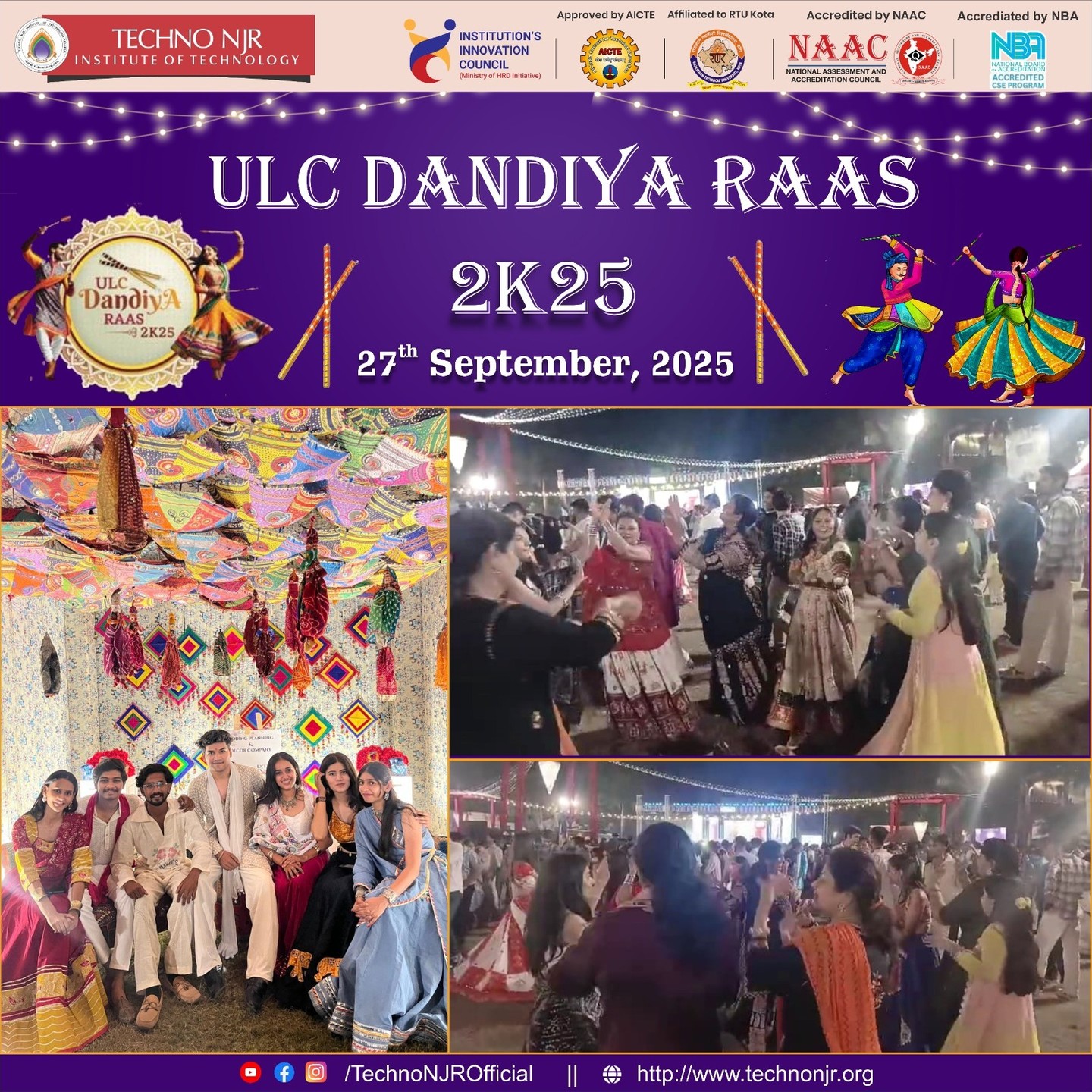 Techno NJR Institute of Technology Celebrates Vibrant Garba Night at ULC Dandiya Raas 2K25