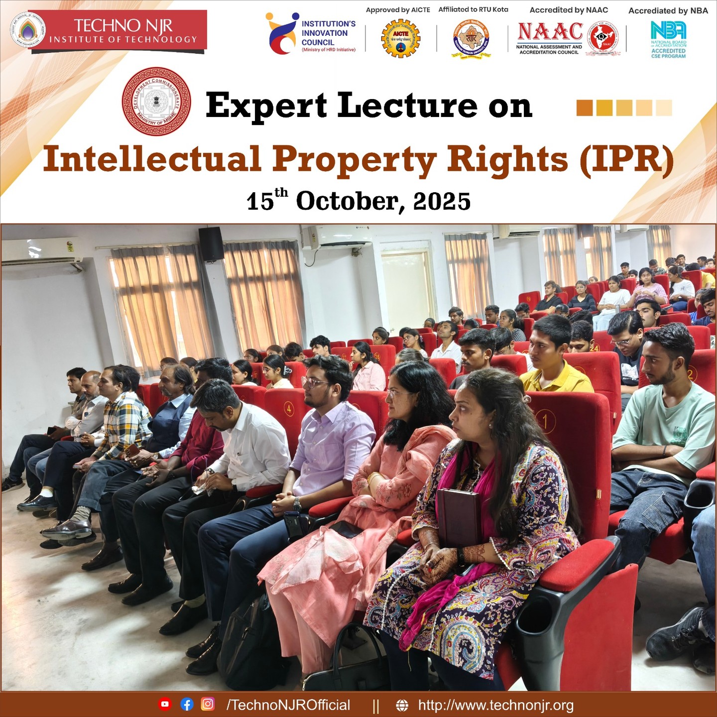 Expert Lecture on Intellectual Property Rights Conducted at Techno NJR Institute of Technology