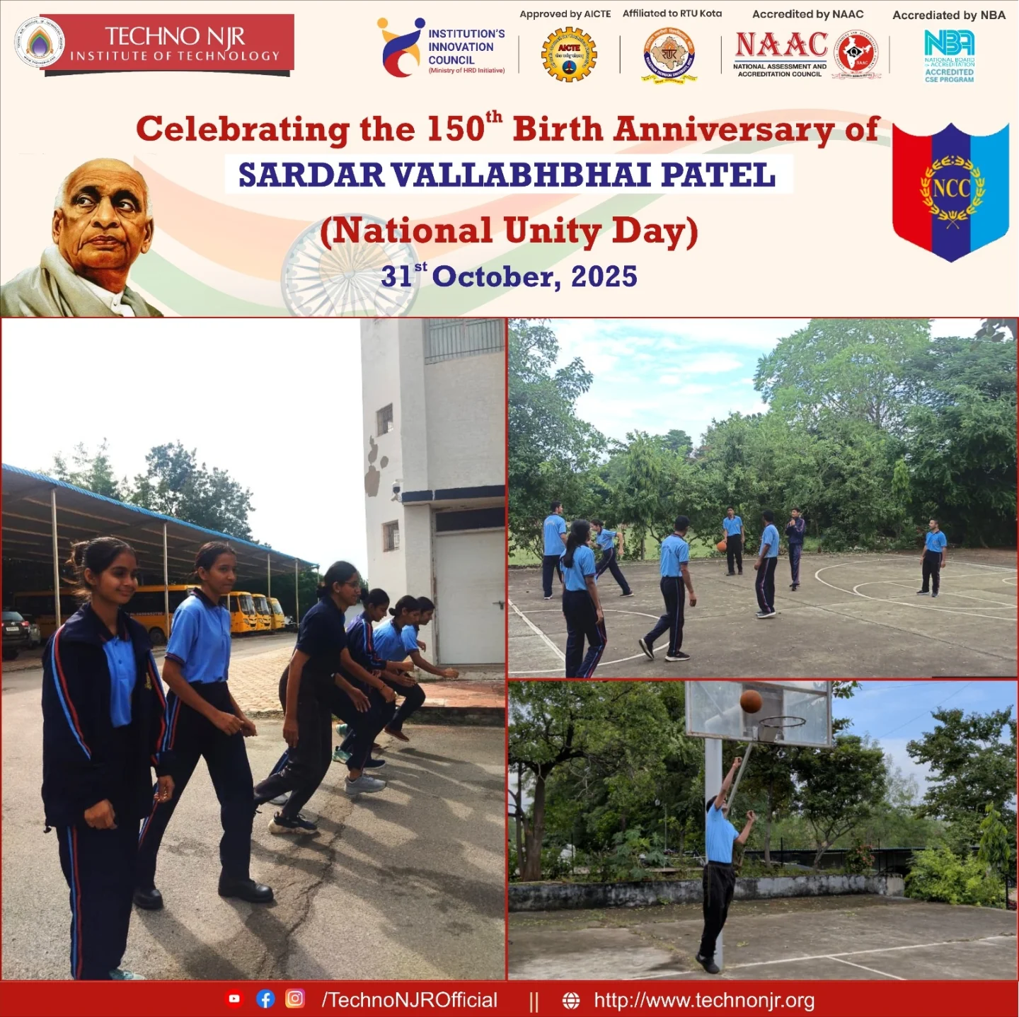 Techno NJR Institute of Technology Celebrates 150th Birth Anniversary of Sardar Vallabhbhai Patel on National Unity Day