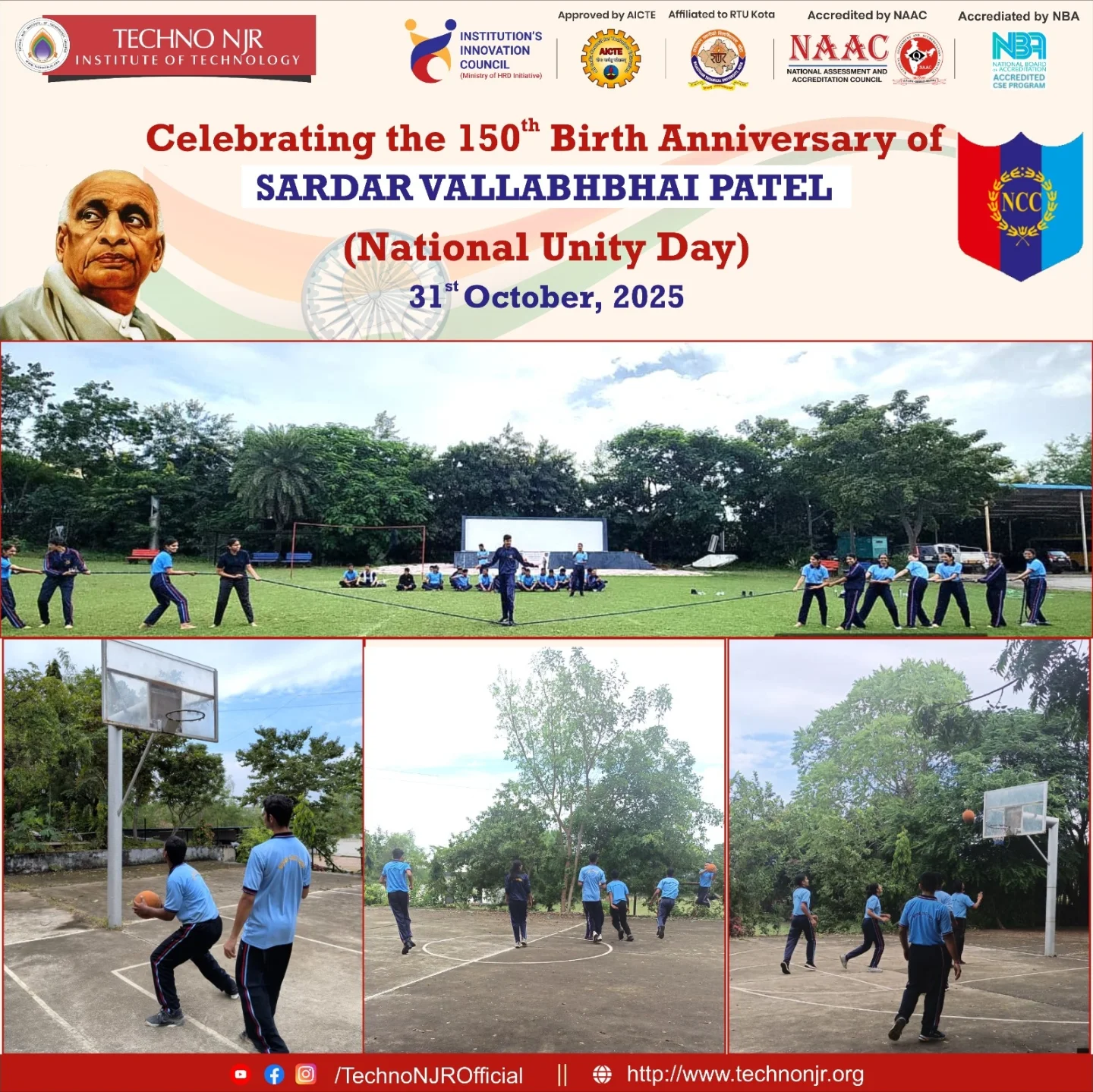 Techno NJR Institute of Technology Celebrates 150th Birth Anniversary of Sardar Vallabhbhai Patel on National Unity Day