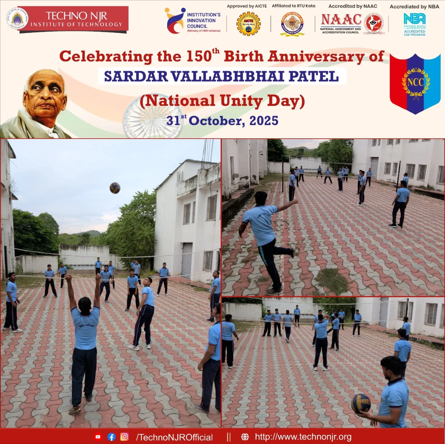 Techno NJR Institute of Technology Celebrates 150th Birth Anniversary of Sardar Vallabhbhai Patel on National Unity Day